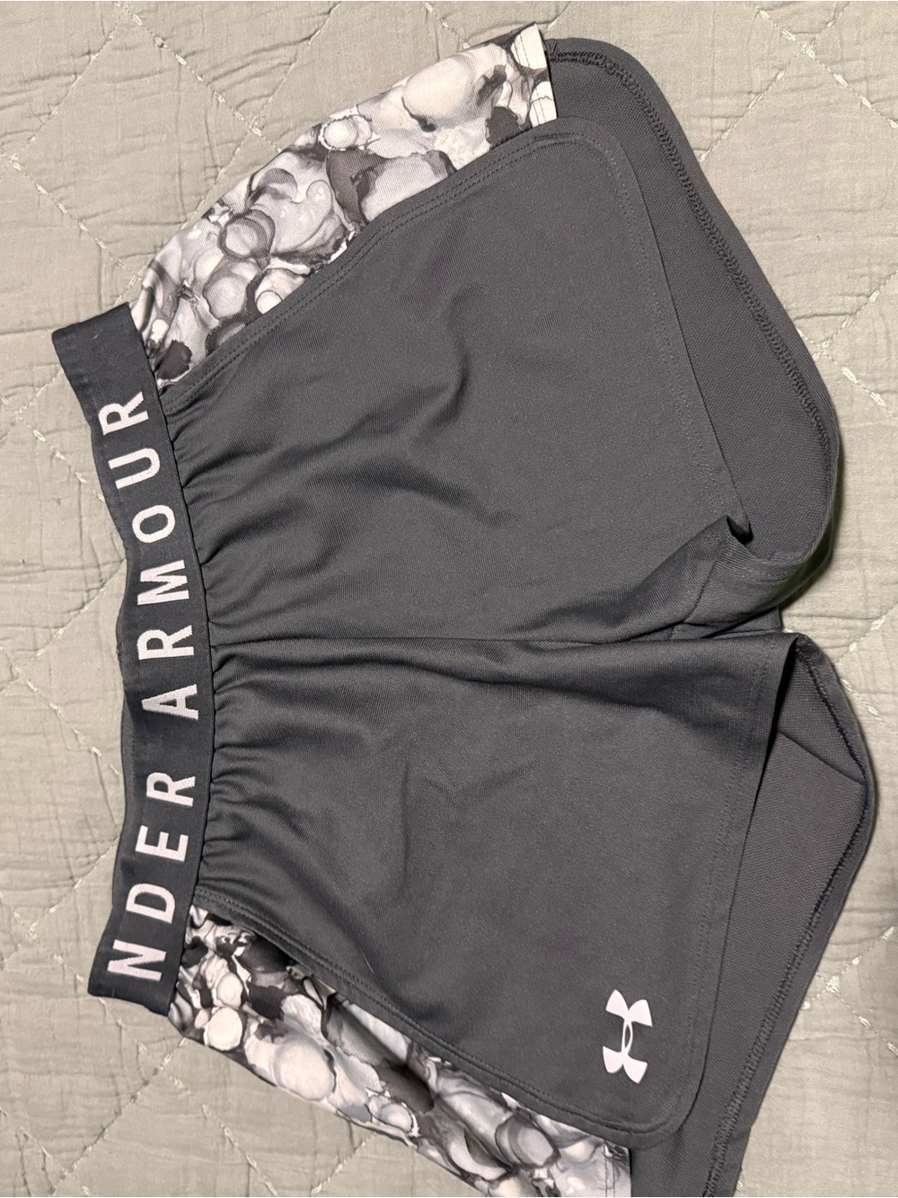 Under Armour Black Athletic Shorts with Patterned Liner